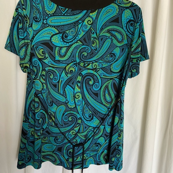Vintage/Retro APT.9 Sz-LP Paisley Top-Deep Riveted Neckline, Waist Ties, In VGUC - Picture 3 of 16